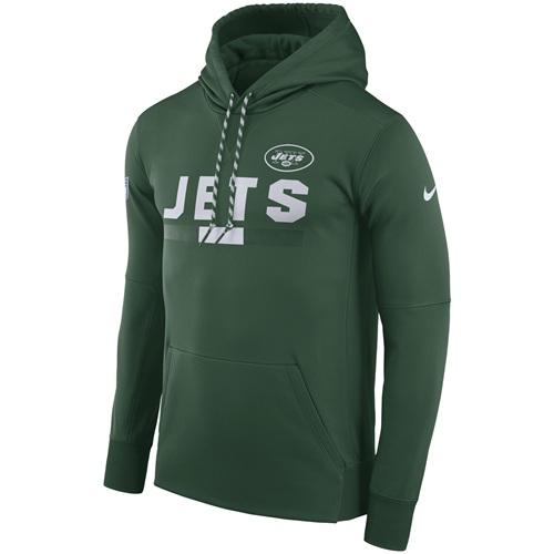 Men's New York Jets Nike Green Sideline ThermaFit Performance PO Hoodie